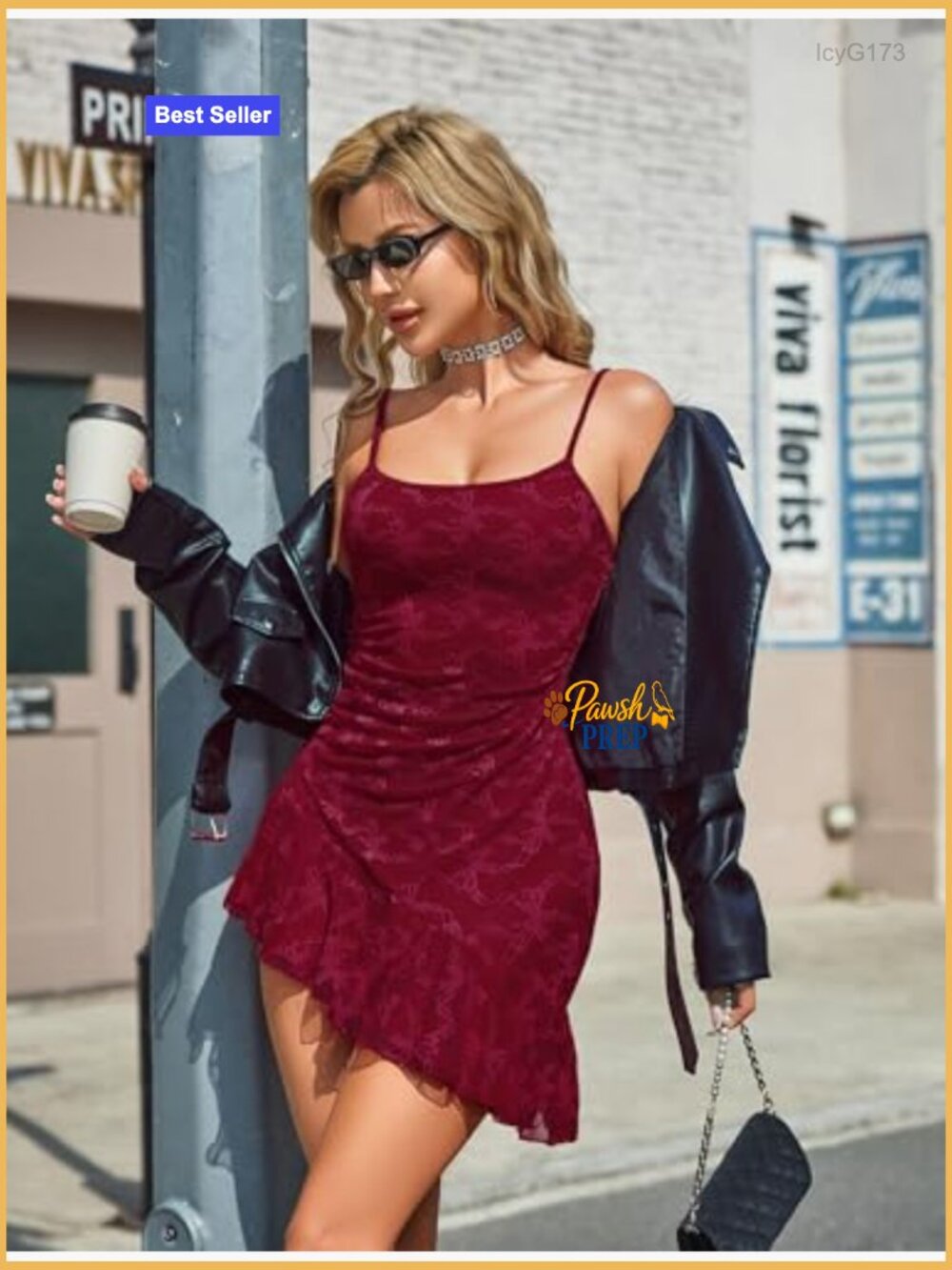 Sexy Bodycon Mini Dress with Lace Ruffle Hem, Spaghetti Strap, Backless - Picture 6 of 7